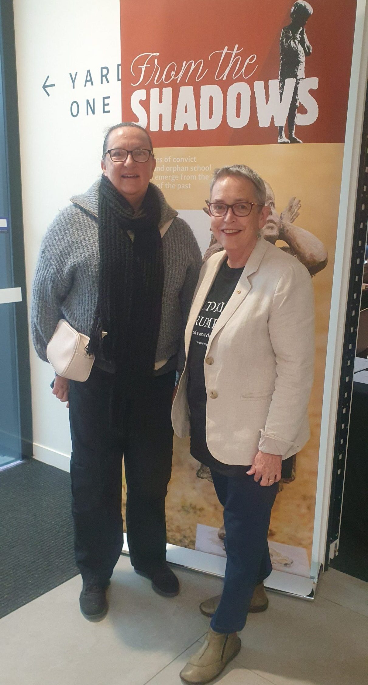 Linda Waters from Brisbane with AAGRA President, Dr Dianne Snowden AM, at the National Family History Month event, ‘Convict Connections’, at the Cascades Female Factory 30 August 2025.